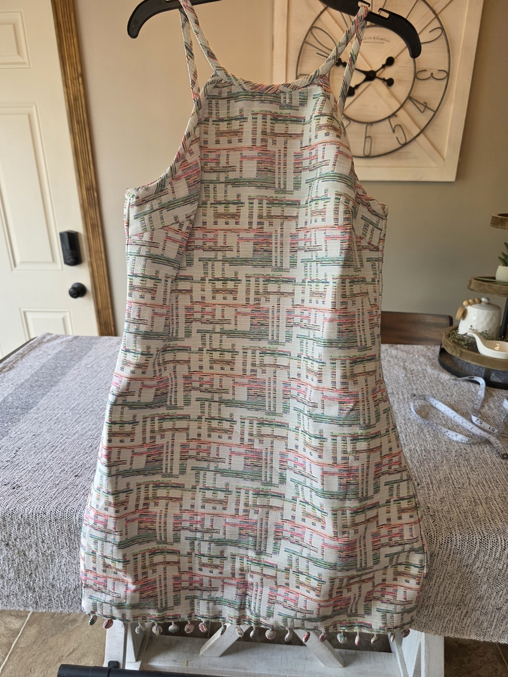 Trina Turk Mini Dress in White with Pink and Green Pattern